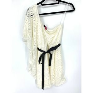 Lovely Rachel Dress Women's Size S One Shoulder Crochet Mini Cream